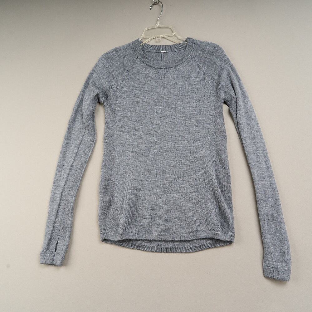 Lululemon Merino Wool Athletic Top Women’s 6 Gray Long Sleeve Thumbhole Yoga Run